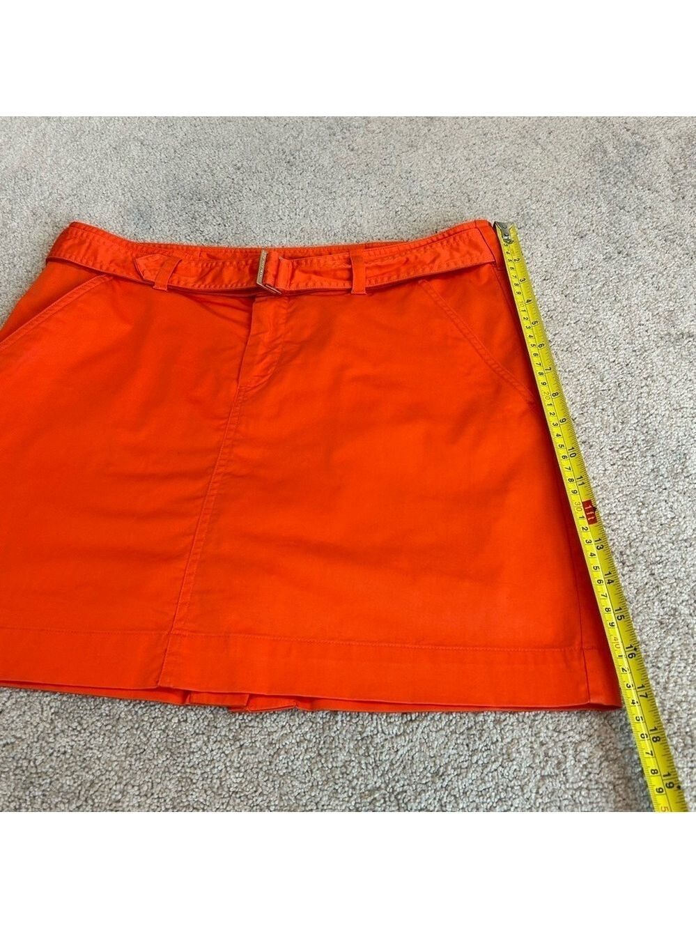 Ralph Lauren golf bright orange belted mini skirt skort Sz 10 - Picture 9 of 13
